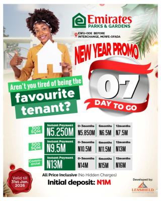 Buy and Build Land with Free Documentation, Emirates Park and Garden Estate Before Interchange, Mowe Ofada, Ogun, Mixed-use Land for Sale