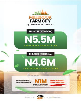 Farmland with Good Access Road, Milebrook Farm Land Located in Obafemi Owode Ogun State, Ijebu East, Ogun, Mixed-use Land for Sale