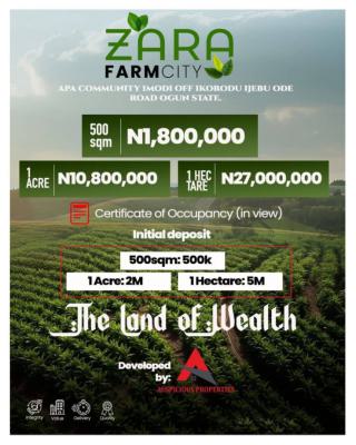 Land, Zara Farm City Estate, Apa Egbede Community Imodi Ijasi, Ikorodu / Ijebu, Km 46, Ogun, Commercial Land for Sale