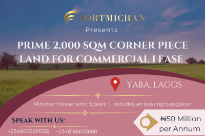 Prime 2,000 Sqm Corner Piece Land, Yaba, Lagos, Land for Rent