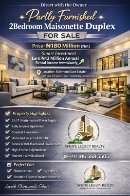 Furnished 2-bedroom Maisonette Duplex with Ac, Ayo Makun Street, Lekki Phase 1, Lekki, Lagos, Flat / Apartment for Sale