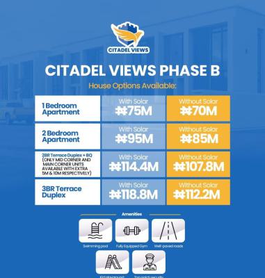 1 & 2 Bed Apartments and 4 Bed Semi-detached Duplex Citadel Behind Lbs, Behind Lagos Business School (citadel View Phase 2), Sangotedo, Ajah, Lagos, Terraced Duplex for Sale