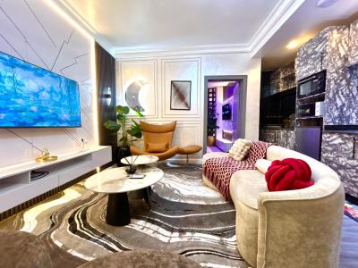 Cozy Two Bedroom City View Apartment with 2 Balconies, Ps5, Swimming Pool, Lekki Phase 1, Lekki, Lagos, Flat / Apartment Short Let