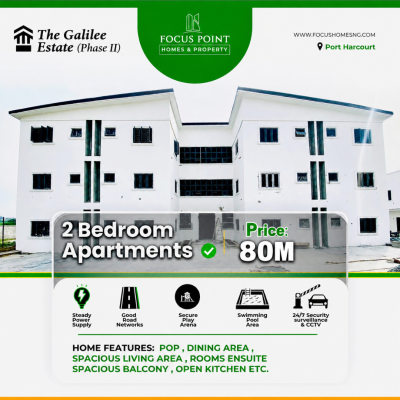 2 Bedroom Apartment House, Galilee Estate, Port Harcourt, Rivers, Flat / Apartment for Sale