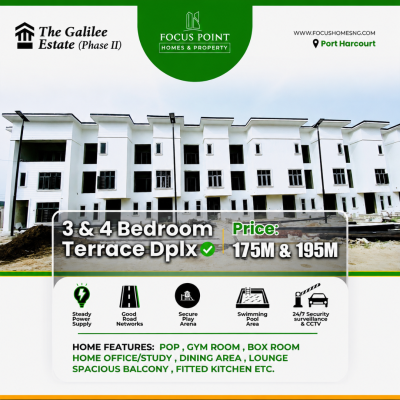 3 Bedrooms Terraced Duplex House, Galilee Estate, Port Harcourt, Rivers, House for Sale