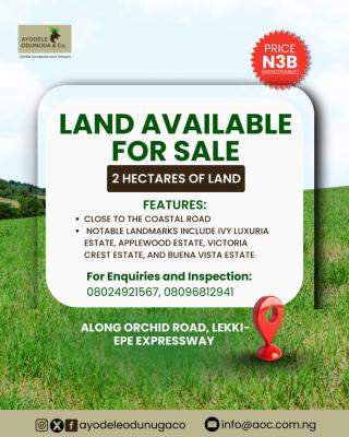 2 Hectares of Land, Orchid Road, Lekki, Lagos, Mixed-use Land for Sale