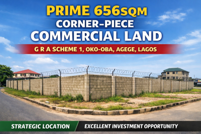 Prime 656sqm Corner-piece Commercial Land, G R a Scheme 1, Oko-oba, Agege, Lagos, Commercial Land for Sale