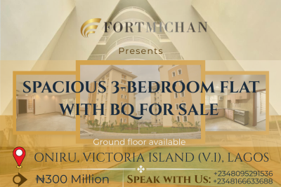 Spacious 3-bedroom Apartment with Bq, Oniru, Victoria Island (vi), Lagos, Flat / Apartment for Sale