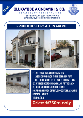 a Tastefully Finished Block of Flats with an Adjoining Bungalow., Berger, Arepo, Ogun, Block of Flats for Sale