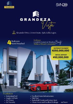 a Tastefully Built 4-bedroom Semi-detached House, Grandeza Vista, Crown Estate, Sangotedo, Ajah, Lagos, Semi-detached Duplex for Sale