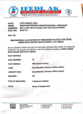 Wuye Estate Land, Wuye, Wuye, Abuja, Land for Sale