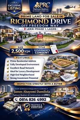 Exclusive Land, Off Freedom Way, Richmond Road, Lekki Phase 1, Lekki, Lagos, Residential Land for Sale