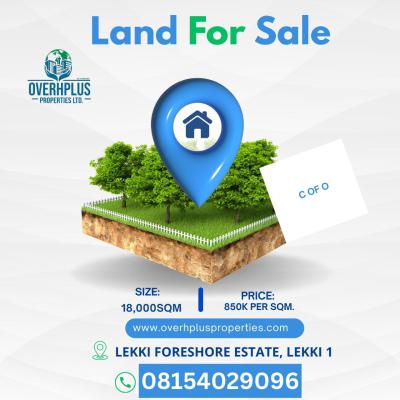 18000sqm Plot of Land, Lekki Foreshore Estate, Lekki Phase 1, Lekki, Lagos, Residential Land for Sale