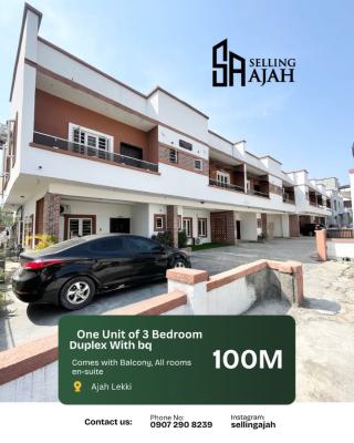 Lovely 3 Bedroom Terrace Duplex with Bq (not Brand New), Badore Ajah, Ajah, Lagos, Terraced Duplex for Sale