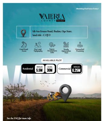 Valeria County, Idi-ata Eruwa Road, Ibadan, Oyo, Residential Land for Sale
