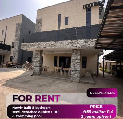 5 Bedrooms Semi Detached Duplex + Bq + Swimming Pool, Guzape District, Abuja, Semi-detached Duplex for Rent