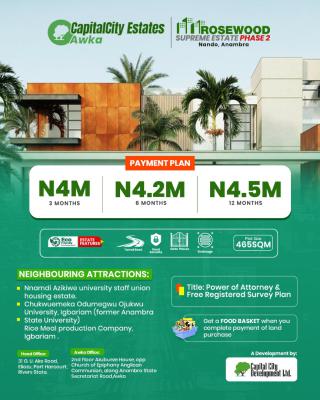 Land, Rosewood Supreme Estate, Nando Axis, Awka North Lga, Anambra State, Awka, Anambra, Residential Land for Sale