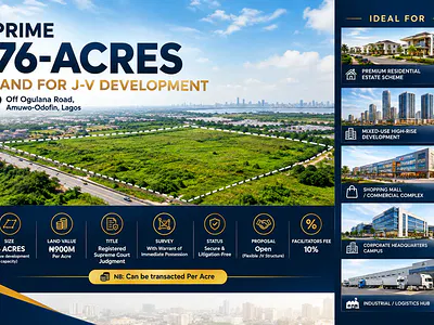 Prime 76-Acres Land for J-V Development — Off Ogulana Road, Amuwo Odofin, Lagos