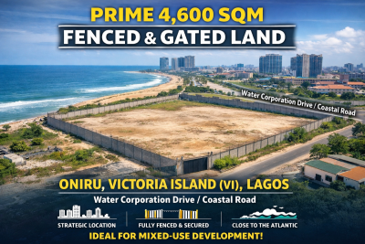 Prime 4,600sqm Fenced & Gated Land, Water Corporation Drive/ Coastal Road, Oniru, Victoria Island (vi), Lagos, Mixed-use Land for Sale