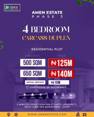 4 Bedroom Fully Ensuite Carcass Duplexes with Bq, Amen Estate Phase3, Close Proximity to Lekki Airport,deep Seaport, Ibeju Lekki, Lagos, Detached Duplex for Sale