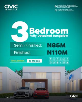 3 Bedrooms Fully Detached Bungalow, Civil Residence,atlantic Layout, Lekki Garden, Olokonla, Ajah, Lagos, Semi-detached Duplex for Sale