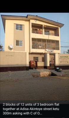 2 Blocks of 12 Units of 3 Bedroom Flat with C of O in a Serene Environ, Adisa Akintoye, Ketu, Lagos, House for Sale