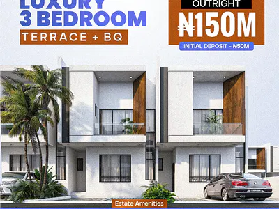 3 Bedrooms Terrace + BQ — Attantic Layout, Lekki Garden 4, Olokonla, Ajah, Lagos