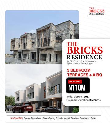 Luxury 3 Bedroom Terrace Duplex with Bq, Bogijie, Ibeju Lekki, Ibeju Lekki, Lagos, Terraced Duplex for Sale