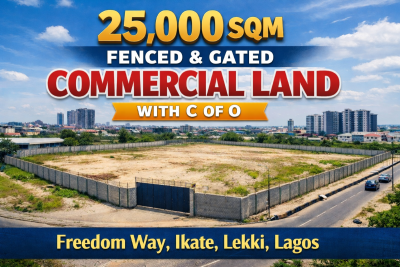 25,000sqm Fenced & Gated Commercial Land, Freedom Way, Ikate, Lekki, Lagos, Commercial Land for Sale