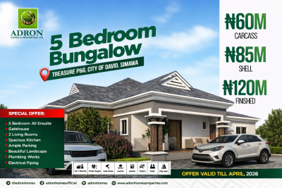 Own a Luxury 5 Bedroom Bungalow, Treasure Parks Gardens Estate, City of David Phase 2, Simawa, Ogun, Detached Bungalow for Sale
