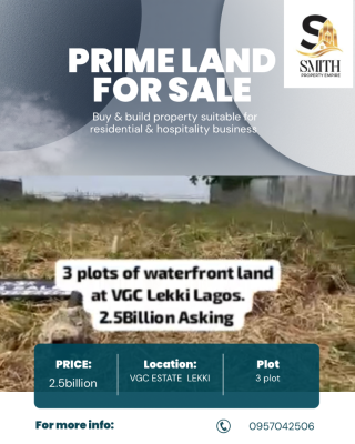 Waterfront Dry Land, Vgc, Lekki, Lagos, Residential Land for Sale