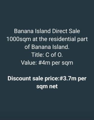1000 Square Metres Bareland, 3rd Avenue, Banana Island, Ikoyi, Lagos, Residential Land for Sale