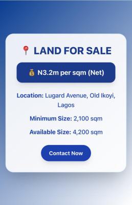 4200 Sqm Land Available at Lugard Avenue, Old Ikoyi Lagos, Lugard Avenue, Old Ikoyi, Ikoyi, Lagos, Mixed-use Land for Sale