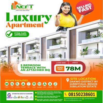 5 Bedroom Terrace with Bq at Dpc Level in Prime Dakwo District, Abuja, Luxury Apartment Estate, Lokogoma District, Abuja, Residential Land for Sale