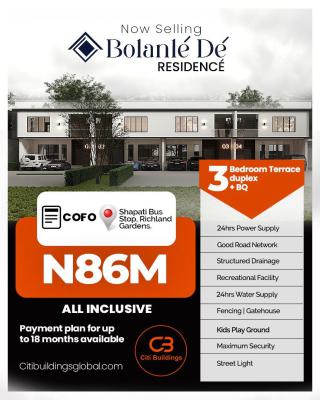 Strategic Location, Modern Architecture, and Unparalleled Amenities., Bolanle Residence, Shapati, Ibeju Lekki, Lagos, Terraced Duplex for Sale