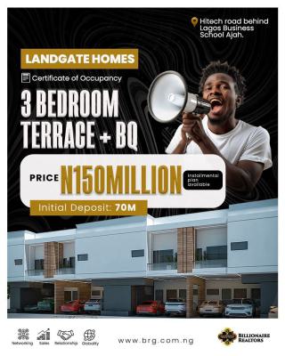 3-bedroom Terrace with Bq, Hitech Road, Behind Lagos Business School., Ajiwe, Ajah, Lagos, Terraced Duplex for Sale
