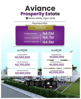 Most Verified Land in Prime Location with Free Documentation, Aviance Prosperity Very Close to Rccg Prayer City and Mowe Market, Mowe Ofada, Ogun, Residential Land for Sale