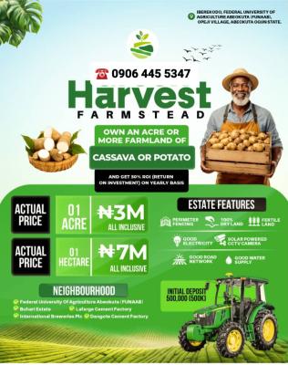 Acres of Farmlands at Iberekodo Near Federal University of Agriculture, Iberekodo Near Federal University of Agriculture, Abeokuta North, Ogun, Land for Sale