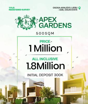 Land with Registered Survey and Deed of Assignments, Apex Gardens Located at Apa Aledo Osasa Ijebu-ode Off Itokin Road, Km 46, Ogun, Mixed-use Land for Sale
