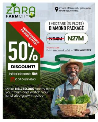 Farmland with Gate House and Security, Zara Farm City Located at Imodi Off Ikorodu Ijebu-ode Road, Ijebu Ode, Ogun, Commercial Land for Sale