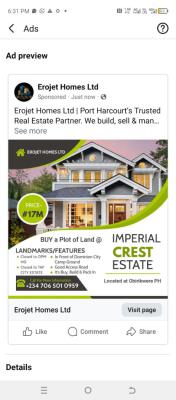 Plots of Land, Obirikwere/airport Road/imperial Crest Estate, Port Harcourt, Rivers, Residential Land for Sale