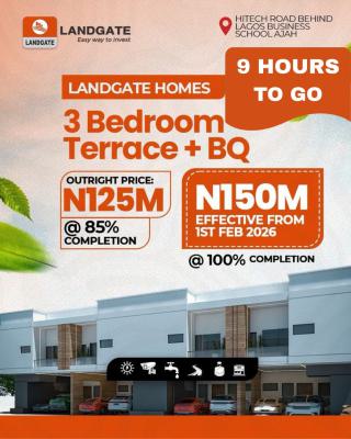 3 Bedroom Terrace with Bq, Hitech Road, Behind Lagos Business School, Ajah, Lagos, Terraced Duplex for Sale