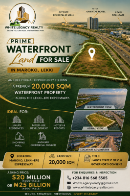 20,000 Sqm of Premium Waterfront Land, Maroko, Lekki Expressway, Lekki, Lagos, Mixed-use Land for Sale