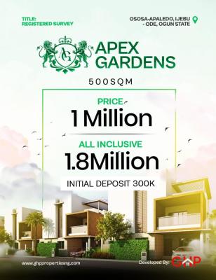 Invest in Plots & Acres of Land with Registered Survey, Apex Gardens Osasa-apaledo, Ijebu Ode, Ogun, Residential Land for Sale