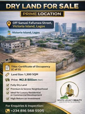 Dray Land of About Land Size: 1,300 Sqm, Off Sanusi Fafunwa Street, Victoria Island (vi), Lagos, Mixed-use Land for Sale