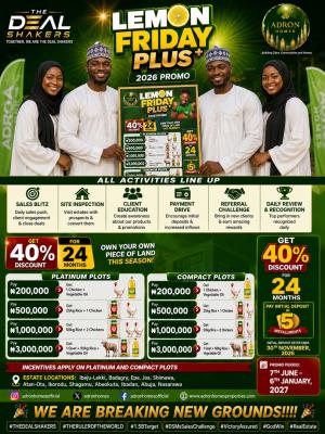 Adron Homes Lemon Friday Christmas  Promo 2026 Landed Property, City Park and Gardens Estate, Ibadan, Oyo, Mixed-use Land for Sale