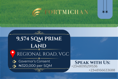 9,574 Sqm Prime Land, Regional Road, Vgc, Lekki, Lagos, Land for Sale