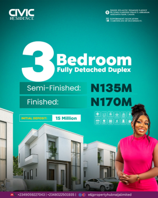 3 Bedroom Detached Duplex with a Bq, Civic Residence By Abraham Adesanya, Ajah, Lagos, Semi-detached Duplex for Sale
