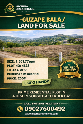 1,501.77sqm Residential Land, Main, Bala, Guzape District, Abuja, Residential Land for Sale