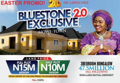 Luxury Affordable 3 Bedroom Bungalow with Cofo in Mowe, Bluestone Estate, Mowe Ofada, Ogun, Detached Bungalow for Sale